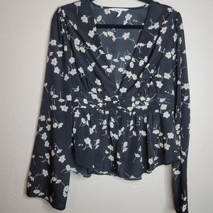 Bcbgeneration Floral Peplum Blouse Sz L